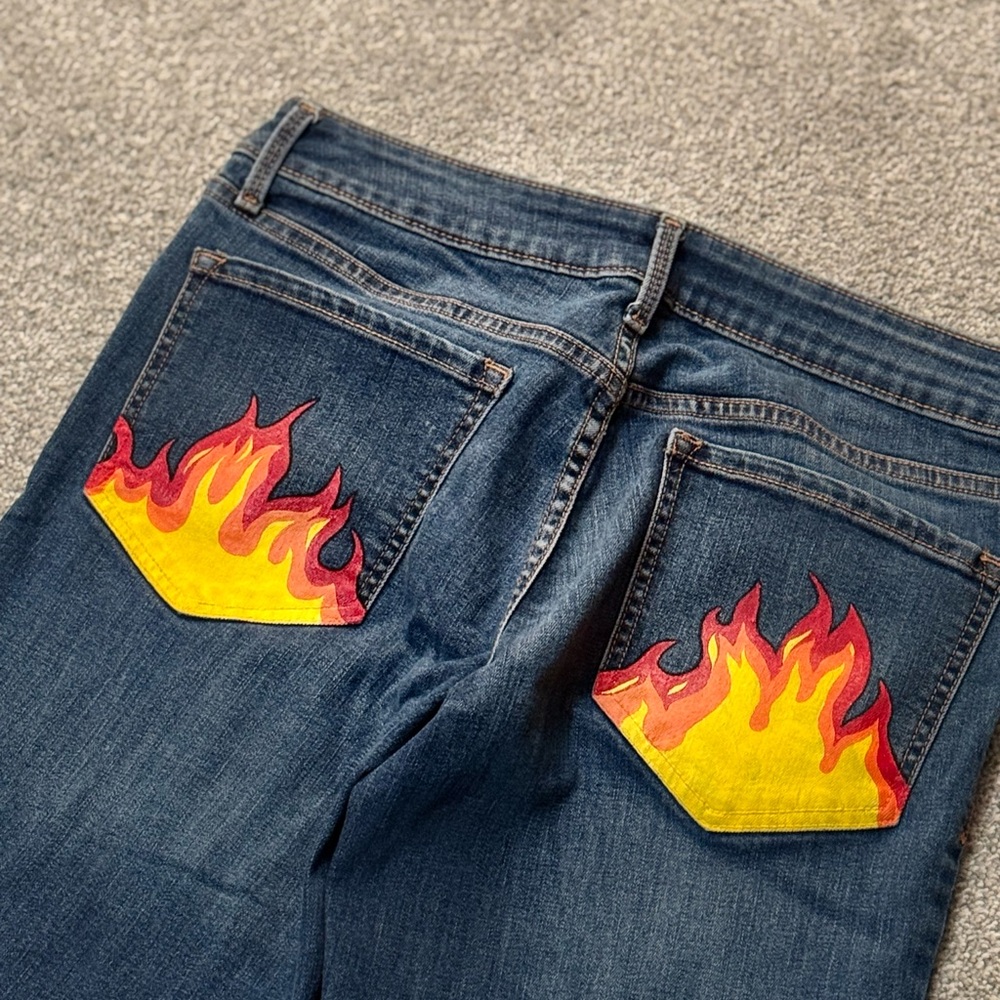 Rock & Roll Cowgirl Blue Denim Jeans with Tan Stitching